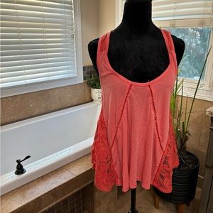 Others Follow Chic Coral Lace Tank Top